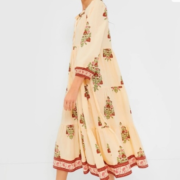 Tuckernuck Blush Chandellier Long Sleeve Floral Maxi Salty Paloma Caftan Dress L - Picture 2 of 10